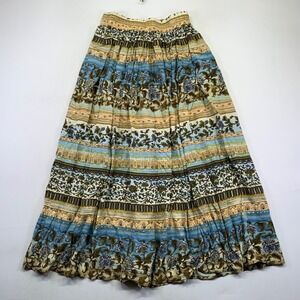 Vintage Stonebridge Floral Maxi Skirt Womens Small Boho Striped Rayon Cottage‎